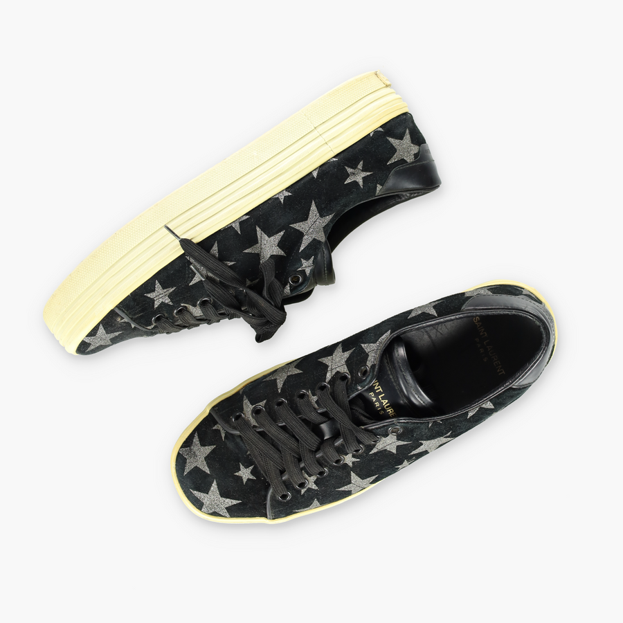SAINT LAURENT 'Court Classic' Black Suede Platform Sneakers (38.5)