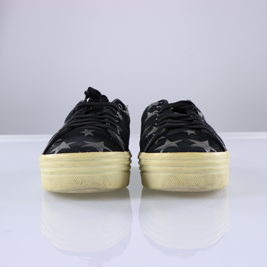 SAINT LAURENT 'Court Classic' Black Suede Platform Sneakers (38.5)