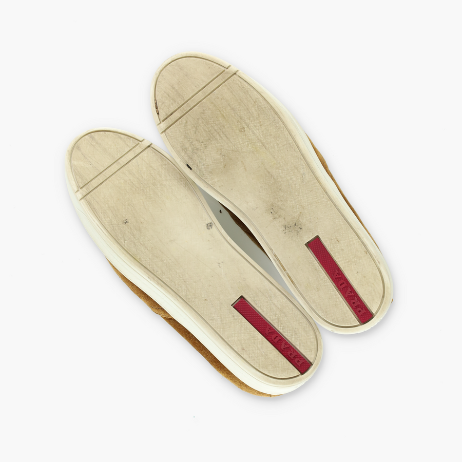 PRADA SPORT Brown Suede Slip On Loafers (39)