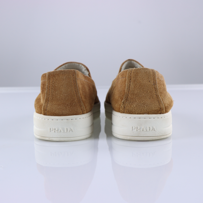 PRADA SPORT Brown Suede Slip On Loafers (39)