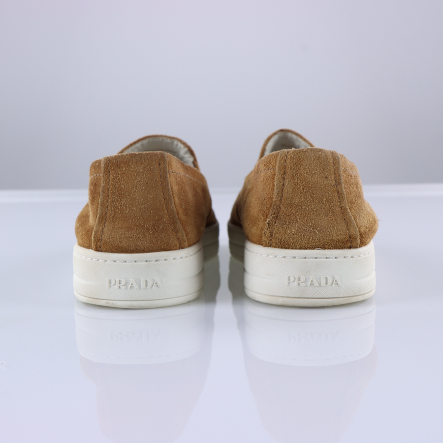 PRADA SPORT Brown Suede Slip On Loafers (39)