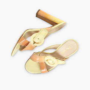 PRADA Ombre Patent Leather Sandal Heels (37.5)