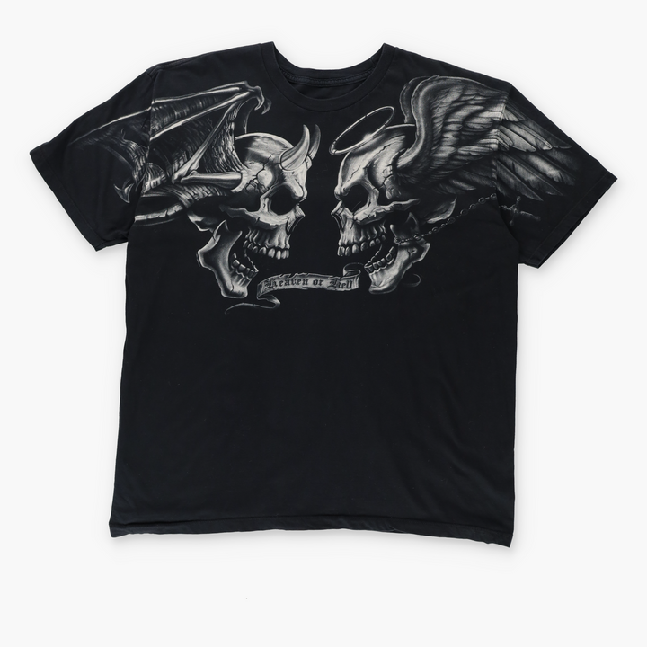 LIQUID BLUE Y2K Style "Heaven or Hell" Skulls T-Shirt (XL)