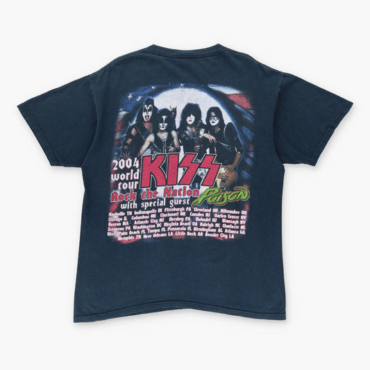 Vintage KISS 'Rock The Nation' World Tour Navy Rock Band T Shirt (L)