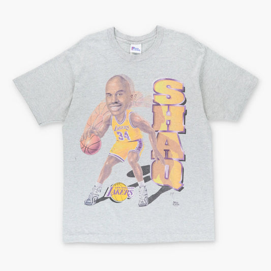 Vintage 'SHAQ' LOS ANGELES LAKERS Shaquille O'Neal NBA USA Made Grey T-Shirt (L)