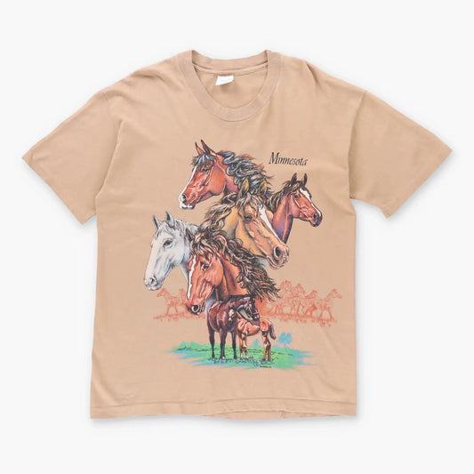Vintage 1995 Minnesota Wild Horses USA Made Brown T-Shirt (M-L) Vintage Sole Melbourne