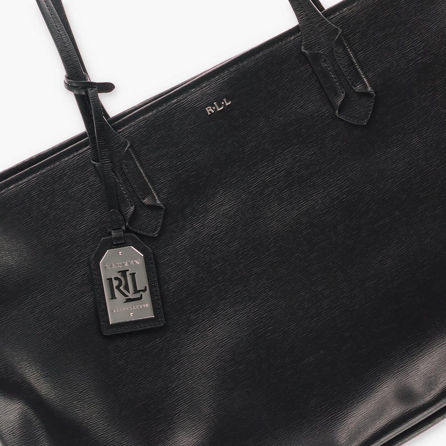 LAUREN RALPH LAUREN 'Classic Tate' Black Leather Tote Bag