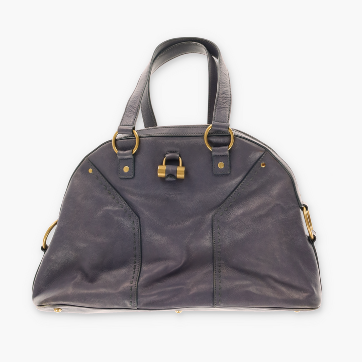 YVES SAINT LAURENT YSL 'Muse' Grey Leather Bag