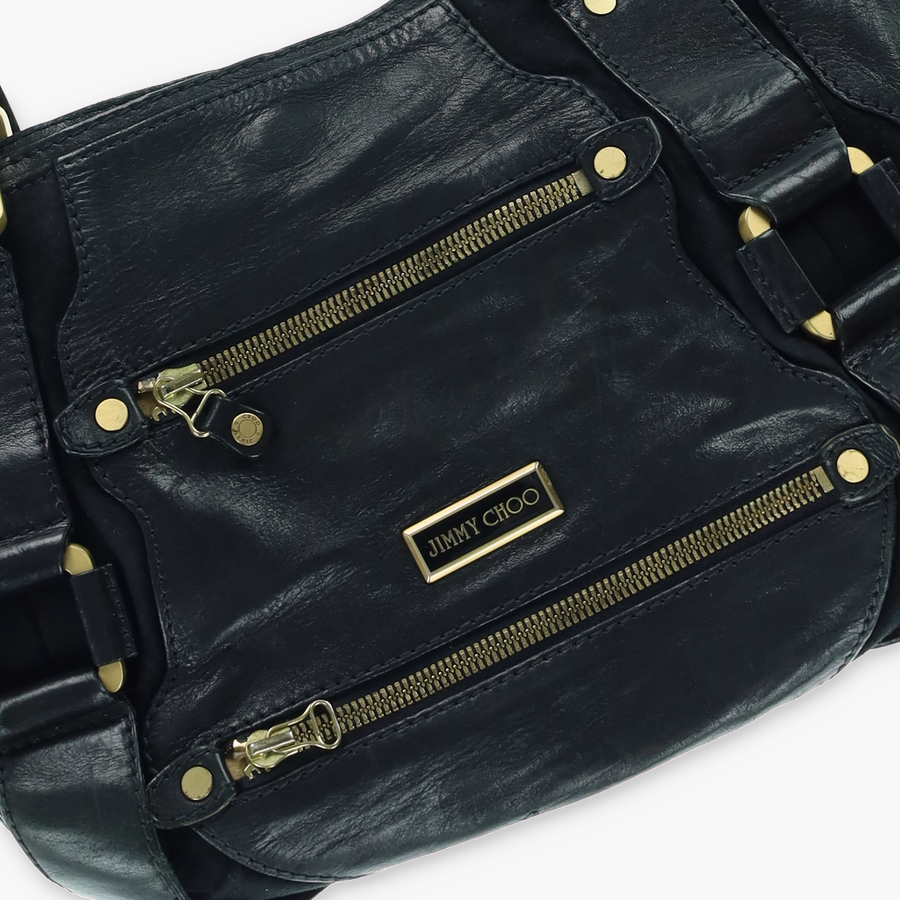 JIMMY CHOO 'Mahala' Black Leather Tote Bag