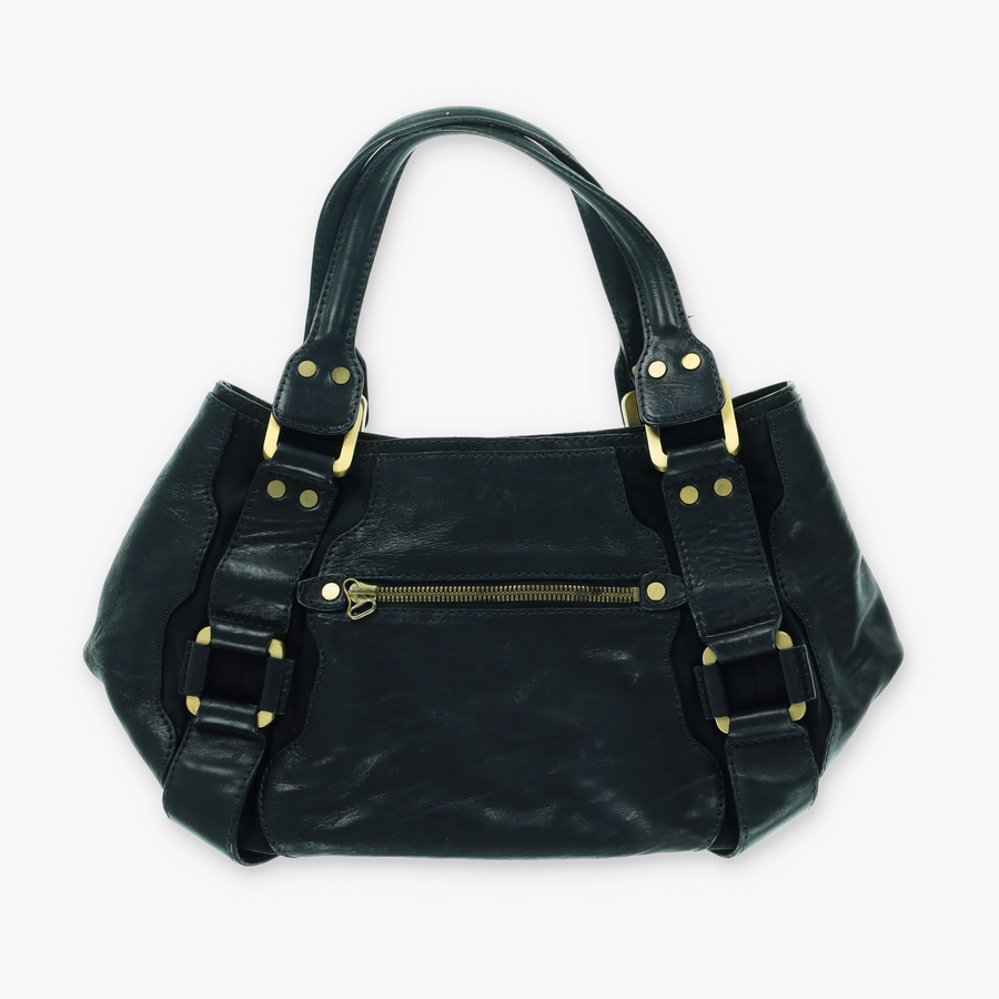 JIMMY CHOO 'Mahala' Black Leather Tote Bag
