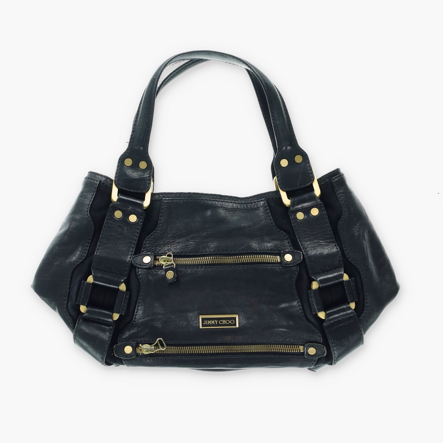 JIMMY CHOO 'Mahala' Black Leather Tote Bag