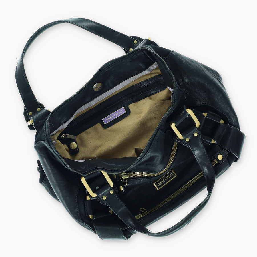 JIMMY CHOO 'Mahala' Black Leather Tote Bag