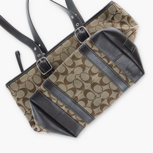 COACH Signature Jacquard 6042 Brown Tote Bag