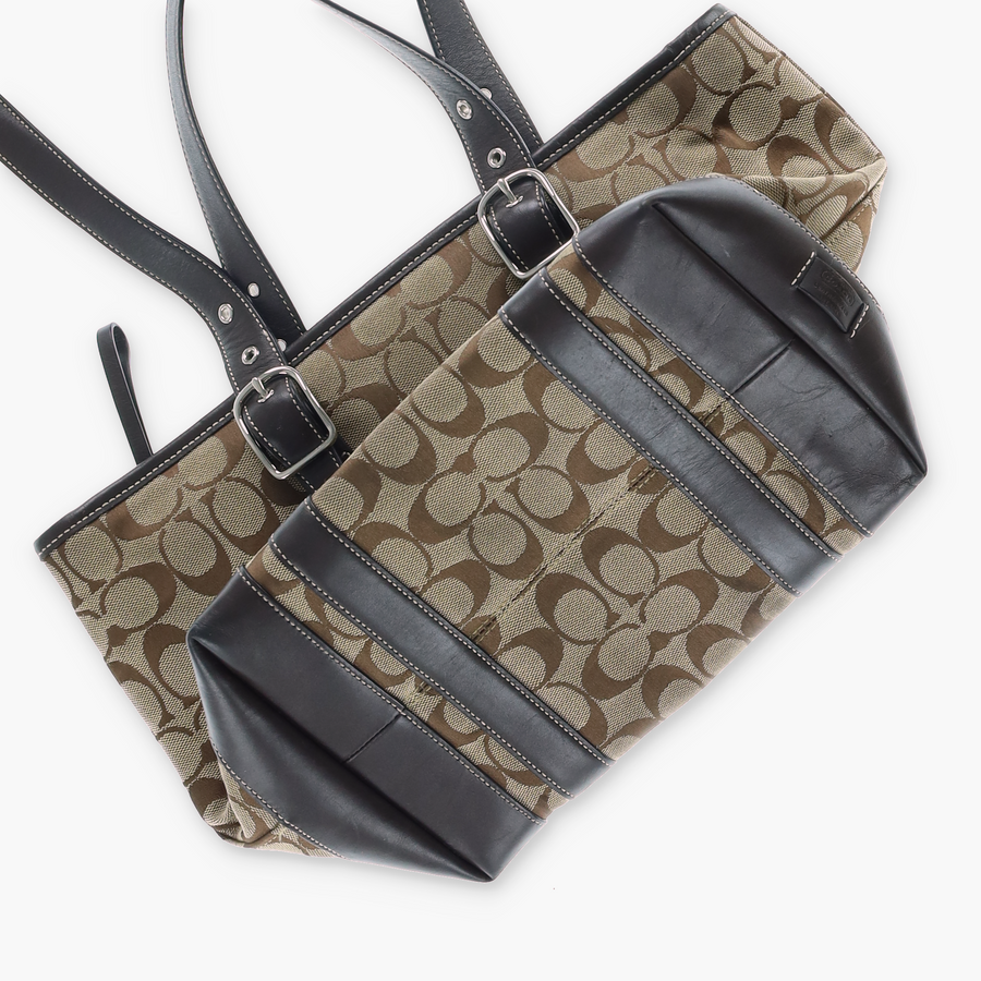 COACH Signature Jacquard 6042 Brown Tote Bag