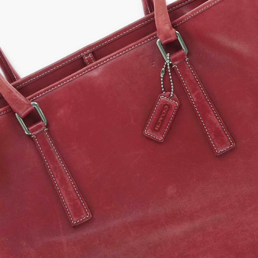 COACH 'Hamptons' 7757 Red Leather Tote Bag