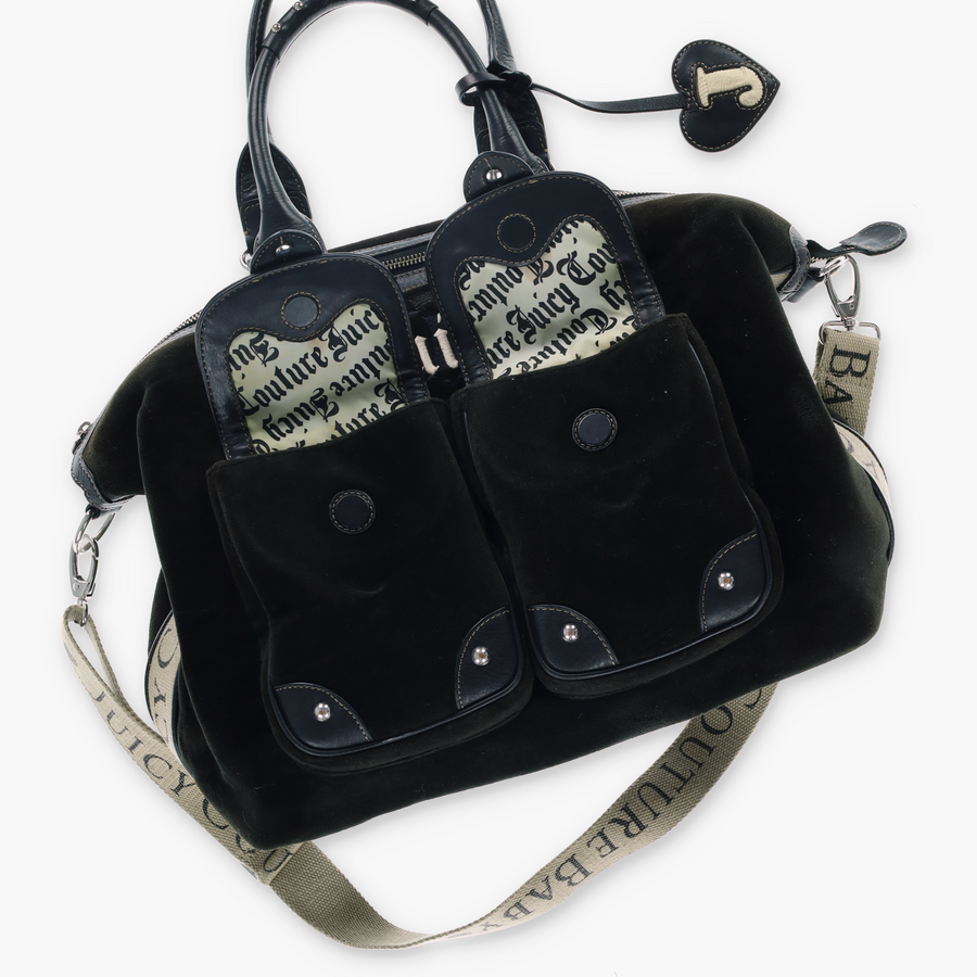 JUICY COUTURE Brown Velour Y2K Weekender Diaper Bag