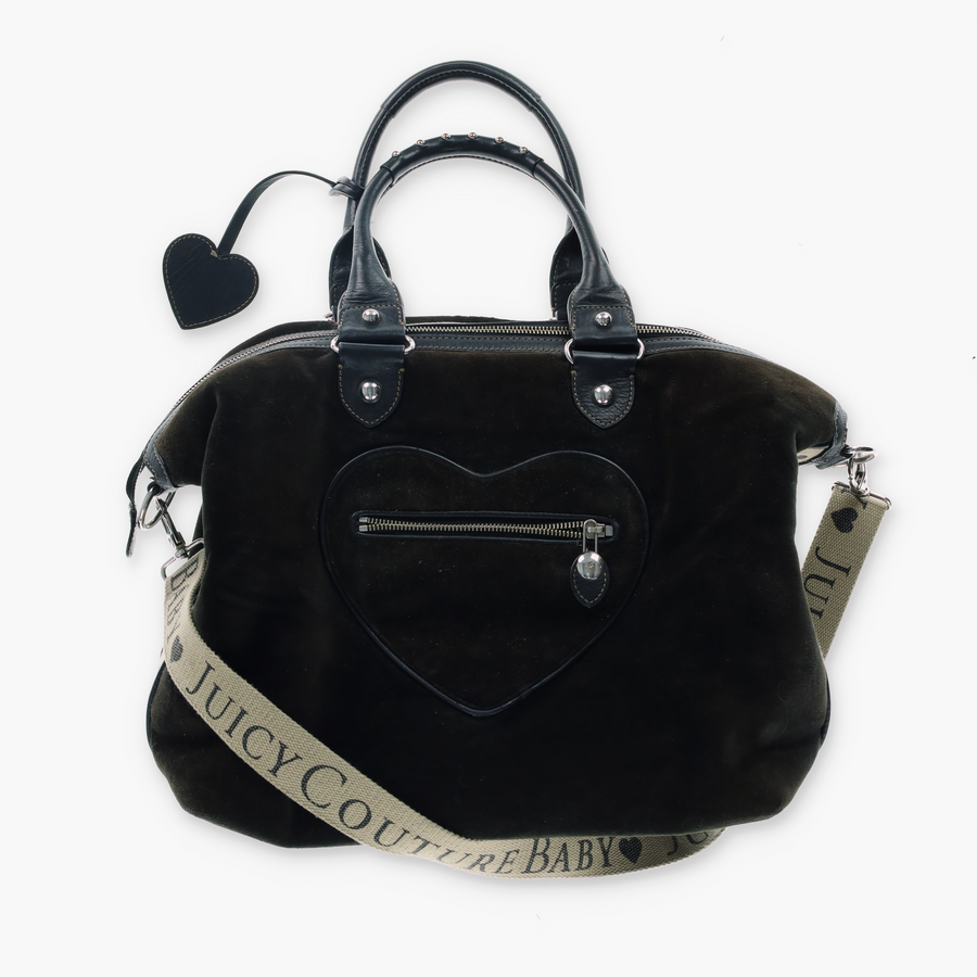 JUICY COUTURE Brown Velour Y2K Weekender Diaper Bag