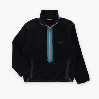 PATAGONIA USA Made Black & Pink 1/2 Zip Fleece Sweatshirt (Women's M)