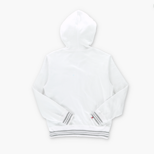 QUIKSILVER White & Green Embroidered Spell Out Full Zip Hoodie Sweatshirt (S-M)