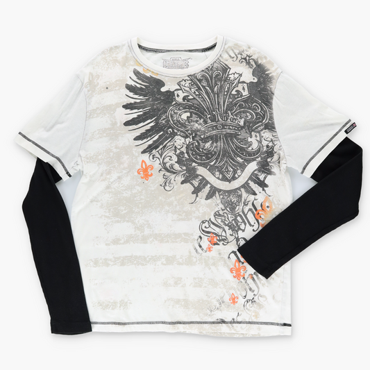 ELITE MMA Y2K Grunge Wing Graphic Thermal Tee (L)