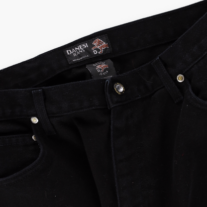DANESI Embellished Button Black USA Made Jeans (Women's M-L)
