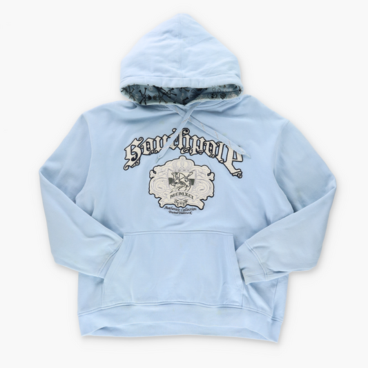 SOUTHPOLE Y2K Embroidered Spell Out Logo Blue Hoodie Sweatshirt (XL)