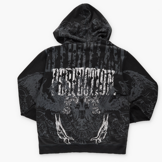 SOUTHPOLE Y2K Spell Out Grunge Zip Up Dark Grey Hoodie Sweatshirt (XXL-XXXL)