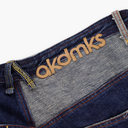 AKADEMIKS Coloured Stitching Patchwork Logo Blue Jeans (36)