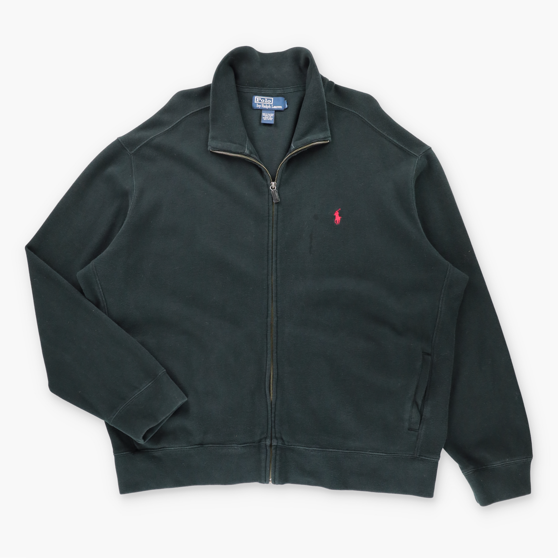Vintage POLO RALPH LAUREN Black & Red Embroidered Pony Full Zip Sweatshirt USA Made (XXL-XXXL) ***COCO Vintage Sole Melbourne