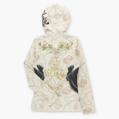 Vintage CHRISTIAN AUDIGIER Double Panther Gold Foil Detail & Embroidered Logo Embellished Y2K Hoodie Sweatshirt (S)