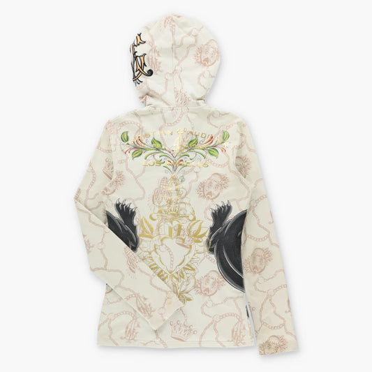 Vintage CHRISTIAN AUDIGIER Double Panther Gold Foil Detail & Embroidered Logo Embellished Y2K Hoodie Sweatshirt (S)