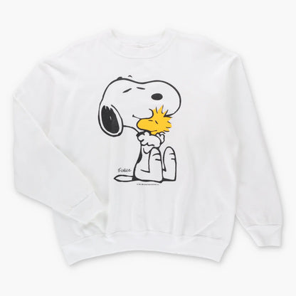 Vintage 90s Snoopy & Woodstock Peanuts Cartoon White Sweatshirt (L)