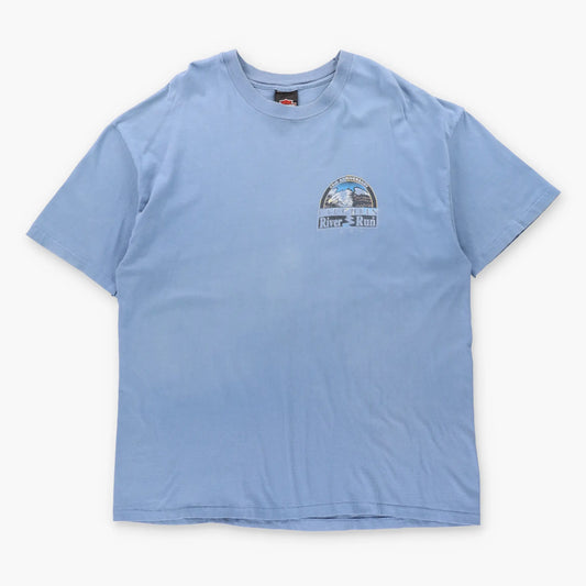 Vintage HARLEY DAVIDSON 1997 15th Anniversary River Run Laughlin Blue Single Stitch T-Shirt USA Made (XXL)