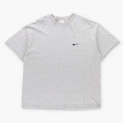 Vintage NIKE Heather Grey & Black Embroidered Swoosh Logo USA Made Classic T-Shirt (XL)
