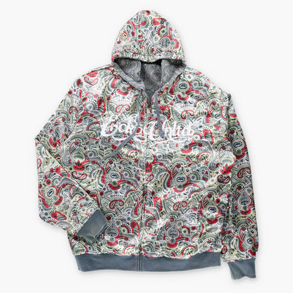 ECKO UNLTD Reversible Embroidered Cuff Y2K Vintage Paisley Hoodie Sweatshirt (XXXL)