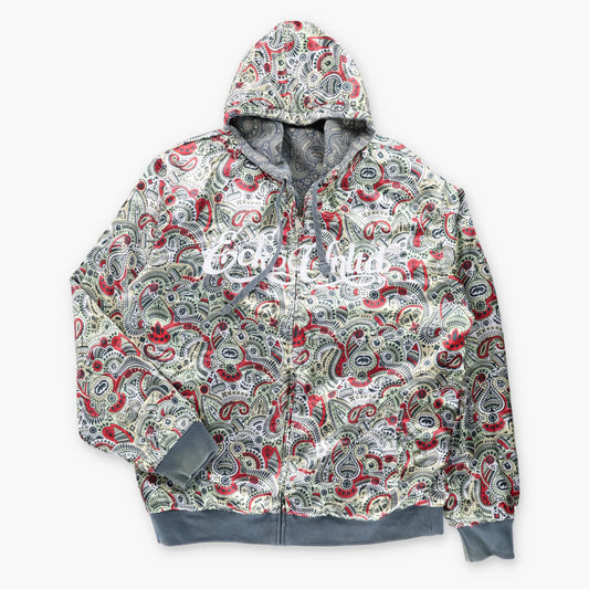 ECKO UNLTD Reversible Embroidered Cuff Y2K Vintage Paisley Hoodie Sweatshirt (XXXL)