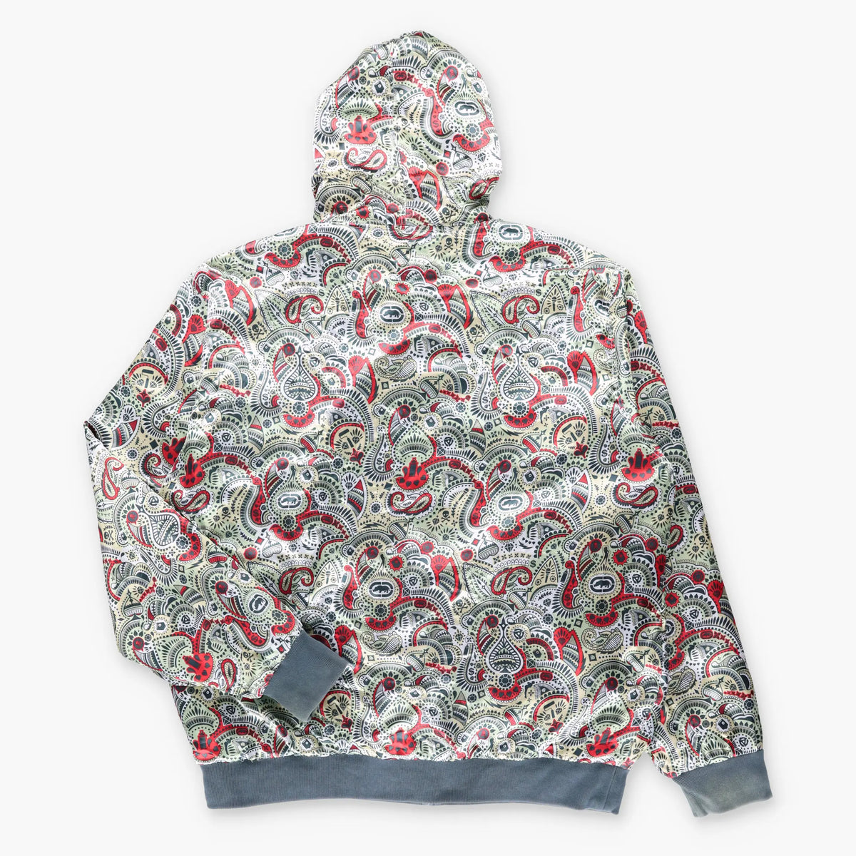 ECKO UNLTD Reversible Embroidered Cuff Y2K Vintage Paisley Hoodie Sweatshirt (XXXL)