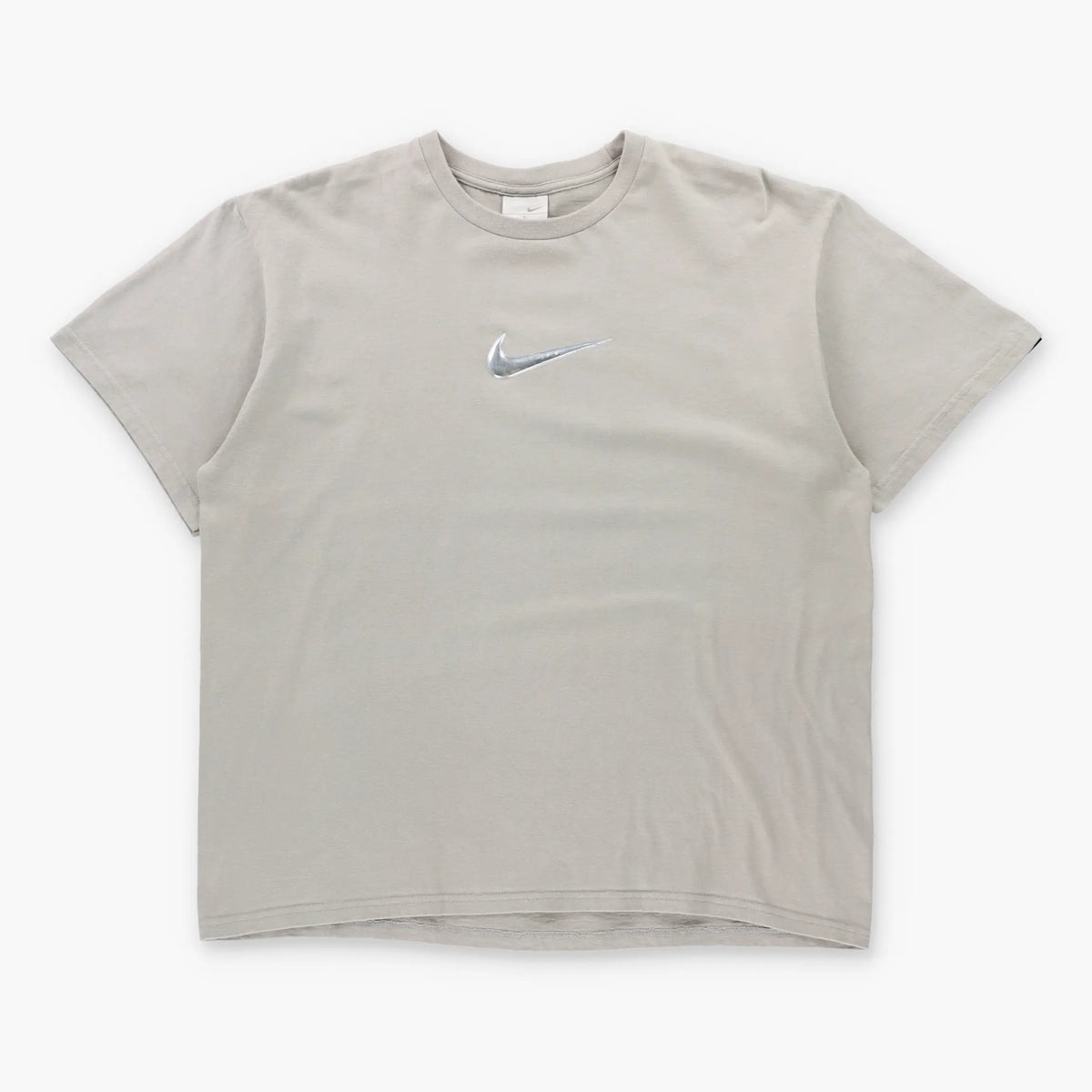 Vintage NIKE Silver 3D Centre Swoosh Logo T-Shirt (L-XL)