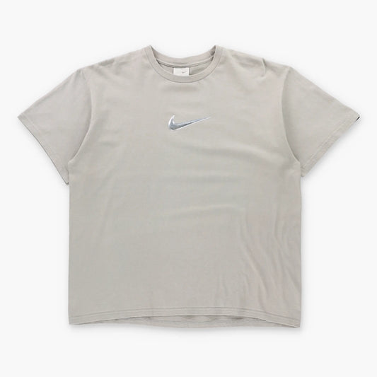 Vintage NIKE Silver 3D Centre Swoosh Logo T-Shirt (L-XL)