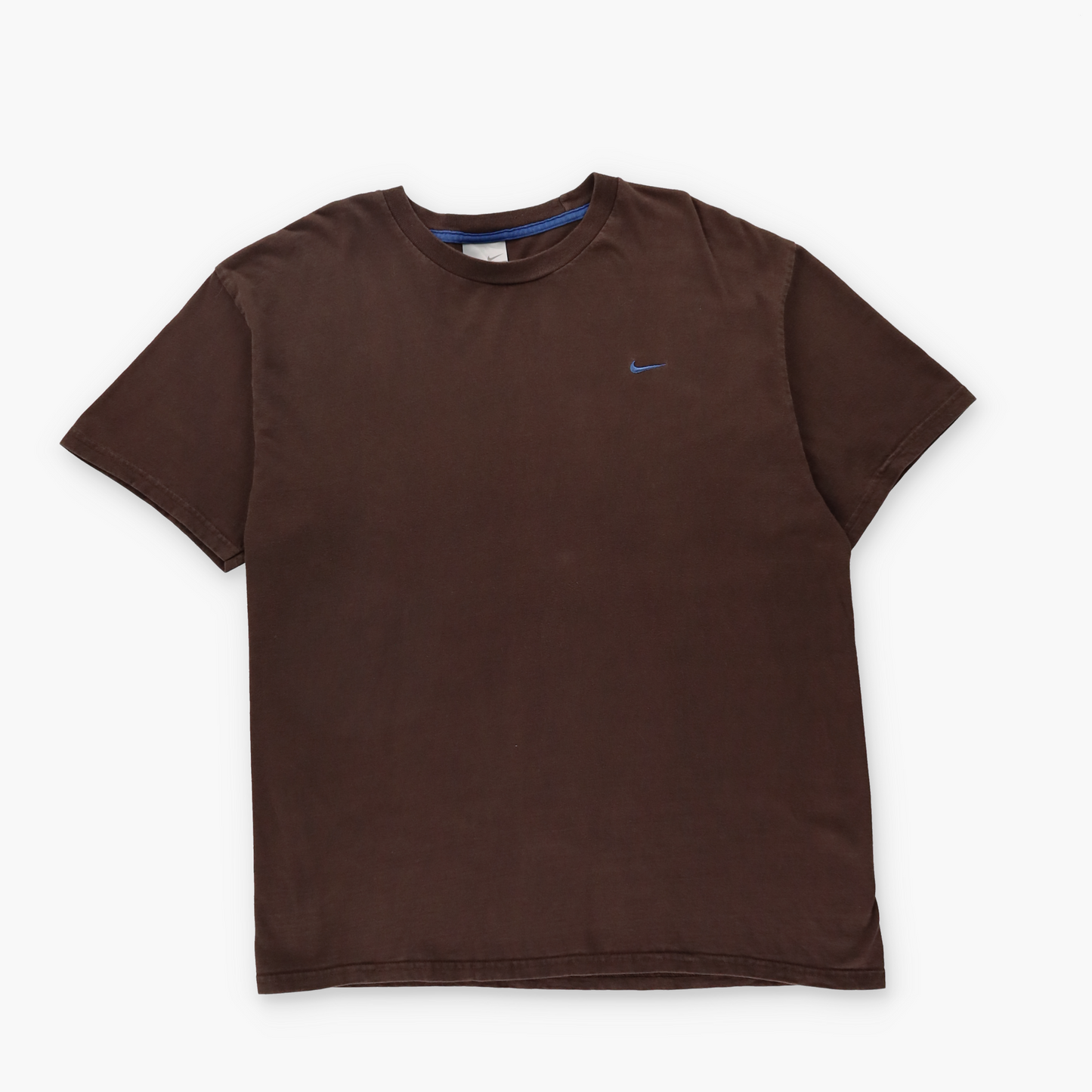 NIKE Vintage Small Embroidered Swoosh Brown & Blue T-Shirt (XL)