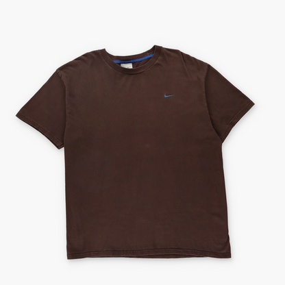 NIKE Vintage Small Embroidered Swoosh Brown & Blue T-Shirt (XL)