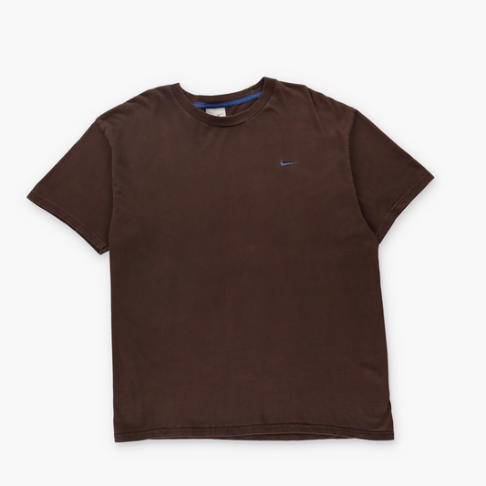 NIKE Vintage Small Embroidered Swoosh Brown & Blue T-Shirt (XL)