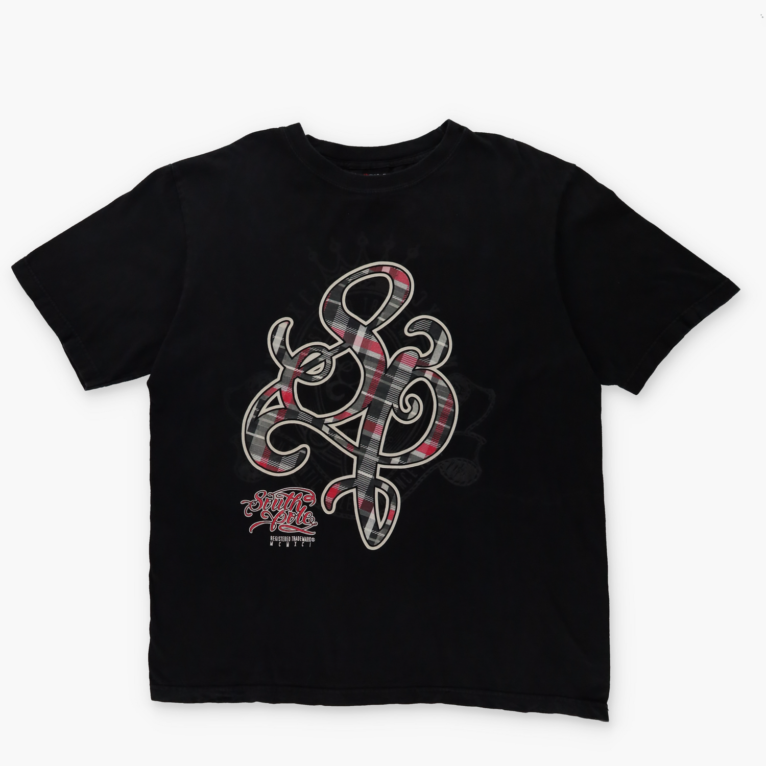 SOUTHPOLE Y2K Grunge Plaid Large Logo 100% Cotton T-Shirt (XL) - Vintage Sole Melbourne