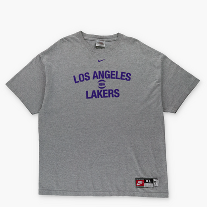 NIKE Los Angeles Lakers NBA Basketball Grey Spell Out T-Shirt (XL)
