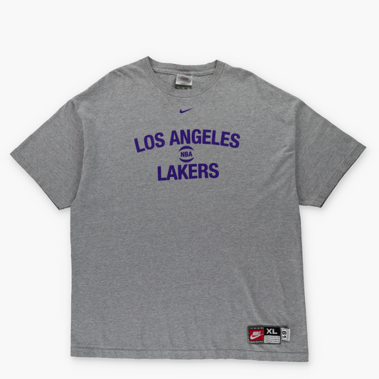 NIKE Los Angeles Lakers NBA Basketball Grey Spell Out T-Shirt (XL)