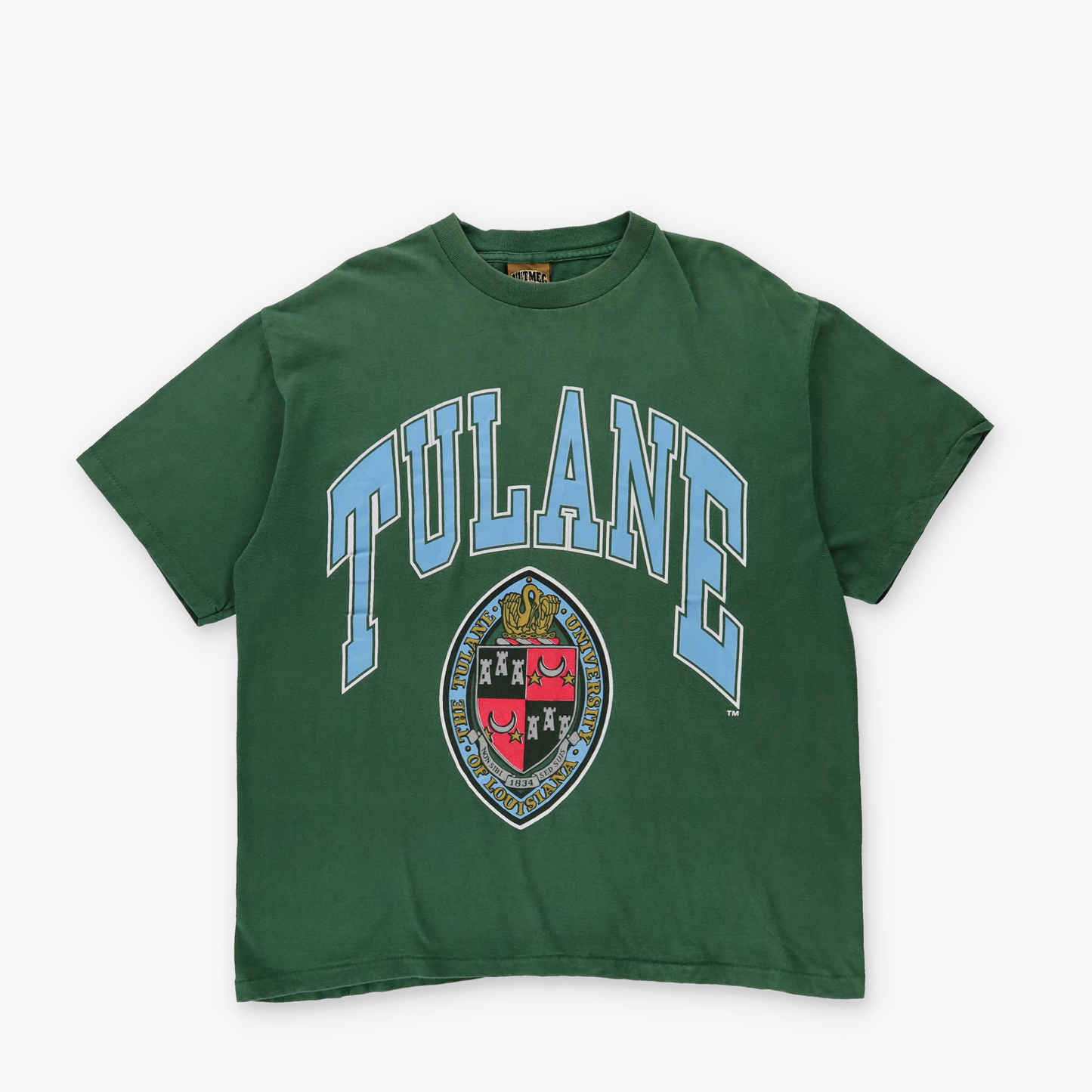 Tulane 'USA Made' University of Louisiana College Green Wave Single Stitch T-Shirt (L)