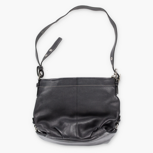 COACH F15064 Pebbled Black Leather Crossbody Bag