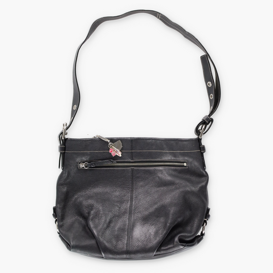 COACH F15064 Pebbled Black Leather Crossbody Bag