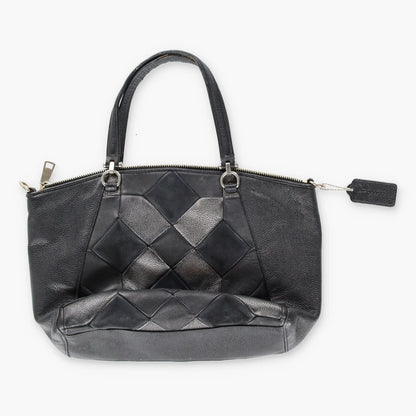COACH 'Kelsey' Geometric Metallic Suede Black Leather Satchel Bag - Vintage Sole Melbourne