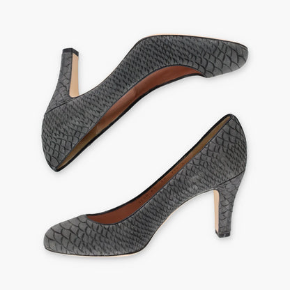 EMPORIO ARMANI Grey Embossed Snake Print Leather Pumps (40) - Vintage Sole Melbourne